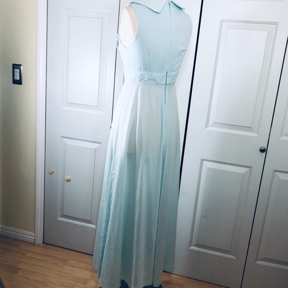 Vintage Ms Rita California Fit & Flare Wide Collar Lace Blue Dress Size S - Picture 6 of 16